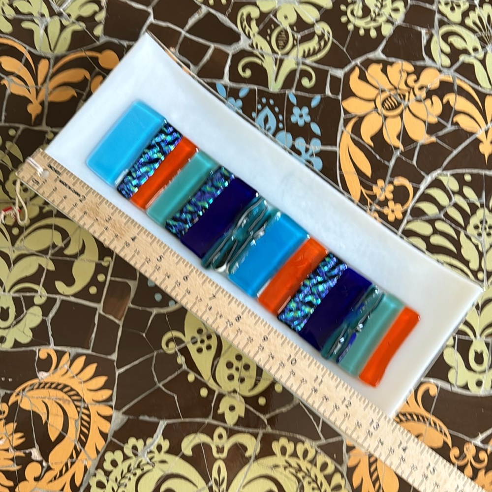 HANDMADE ART GLASS SERVING PLATTER - Picture 3 of 5